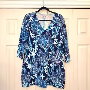 Lilly Pulitzer Cotton Bodycon  Cover-up Dress Size XL Starfish And Coral